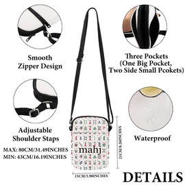 VAMSII Mahjong Lover Gift Mahj Crossbody Bag Mahjo-ng Enthusiast Travel Bag Mah-jong Design Themed Gift (Mahj C C)
