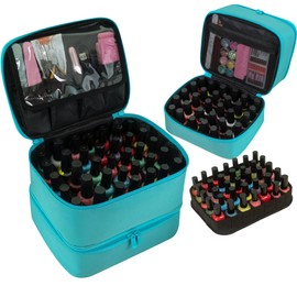 ButterFox Organizador de esmalte de uñas 60-70, bolsa de transporte, bolsillos para suministros de manicura y accesorios, color turquesa