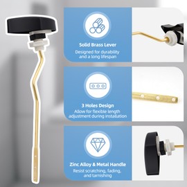 Hibbent Metal Toilet Handle Replacement Compatible with TOTO THU068#CP Trip Lvr for St743S, Brass Handle Trip Lever, Side Mount Toilet Tank Flush Lever, Matte Black