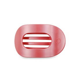 TELETIES - Large Flat Round Clip - For Lying Down, Yoga, Driving & More - Strong Grip, Bendable Teeth, Comfortable Curved Design - Ideal for Thick Hair - Spring Collection - Calming Coral