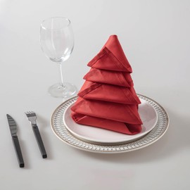 Cloth Dinner Napkins 10 Pack Set 20 * 20 Inches.100% Cotton Dinner Napkins,Soft,Durable,Comfortable- Bright Red