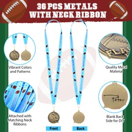 Loetere Madness Basketball Medal March Basketball Bracket Trophy with Ribbon Medal Award Basketball Flag Football Medal Turkey Trot Medal Thanksgiving Awards(36 Pcs,Flag Football)