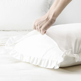 White Pillow Cases Set of 2 Pillow Shams Standard Size Cute Cotton Microfiber Envelope Pillowcase Ruffle Pillow Covers Soft Polyester Pillow Sheets for Bed Bedding Decoration Home Paris Decor 26"x20"