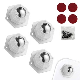 Vordpe Pack of 4 Ball Castors Heavy Duty Furniture Castors Flat Furniture Castors Small Furniture Gliders for Heavy Furniture Universal 360 Moving Wheels Wheels for Gluing (White)