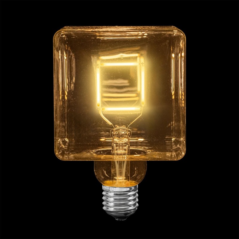 Festive Living LED Cube Light, Unique Edison Bulb with Square