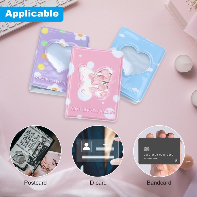 PATIKIL 3 Inch Mini Photocard Binder Love Heart Hollow Photocard,
