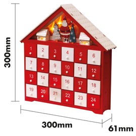 Wooden Advent Calender with 24 individual Drawers and Lights