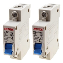 Bumbesti 2 PCS 1 Pole 230/400V Low-Voltage Miniature Circuit Breaker 2A Din Rail Mount DZ47-63 C2