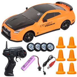 LYPPUL Remote Control Car, 1:24 RC Car, 30 km/h 4WD Remote Controlled Racing Car with Work Lights, 2.4 GHz RC Drift Car for Boys Girls Aged 4+ and Adults