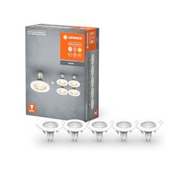 Ledvance Spot Recessed Lights Pack of 5 Including 5x GU10-OSRAM Bulbs (5x 2.6W) White Metallic Housing IP20 Protection