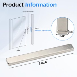 Shower Door Magnet- 3" Long Glass Shower Door Magnet Replacement（Sliver 2 Pack）