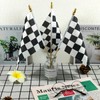 Newperlite Checkered Black and White Racing Stick Flag Small Mini