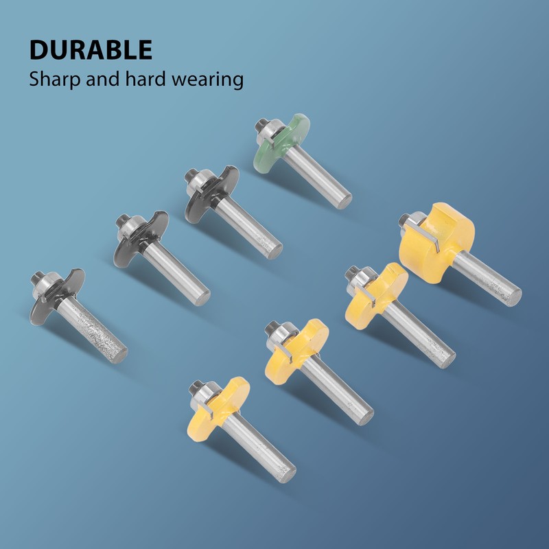 8Pcs Router Bit Groove Cutter Bit Set T Shape Wood