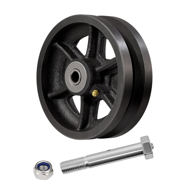 LONGRUNFORU 6" X 2" Sliding Gate Rollers, Cast Iron V