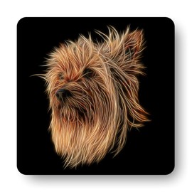 Fractal Artworks Silky Terrier Coaster Set of 2, with Fractal Art Design 1-2