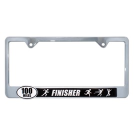 Elektroplate – 100 Mile Ultra Marthon Finisher Chrome-Plated All-Metal Standard Size Premium 3D License Plate Frame Tag Holder for Cars/SUVs/Trucks Weather-Proof Automotive Accessory