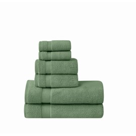 TRULY SOFT Quick Dry Green 6 Piece Towel Set, Solid Color Themed, Oeko-TEX Certified Confidence