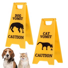 Qianyu 2 Pcs Funny Cat Vomit Caution Sign Humorous Desk Decor for Cat Lovers Cat Warning Sign Decoration Funny Gag Lovely Gifts Perfect Cat Mom or Cat Dad Gag Gifts for Pet Owners Home or Pet Areas