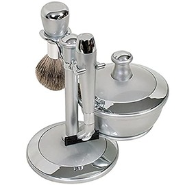 Comoy WG Mak3 Shave Set with Bowl, Silver