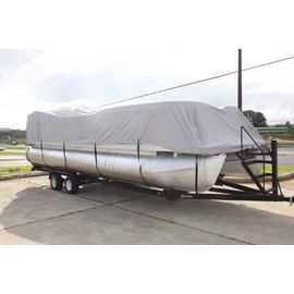 Vortex Direct 1200D Heavy Duty Grey 24' Pontoon Boat Cover, Fits 22'/23'/24' Long Deck Area, Up to 102" Beam