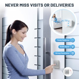 Besimlive Wireless Doorbell Extender for Existing Wired Doorbell, Convert into Wireless Door Bell Chime- 656 FT Range, 58 Chimes and 5 Volume for Home Classroom Upstairs (1 Extender 2 Receiver）