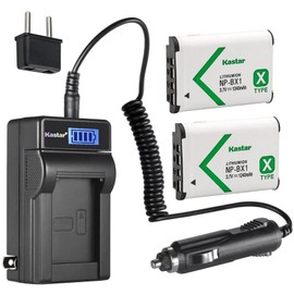 Kastar 2-Pack NP-BX1 Battery and LCD AC Charger Compatible with Sony Cyber-Shot DSC-WX300, Cyber-Shot DSC-WX350, Cyber-Shot DSC-WX500 FDR-X1000V FDR-X3000 HDR-AS10 HDR-AS100V HDR-AS15 Cameras