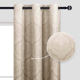 DWCN Ombre Blackout Curtains for Bedroom - Damask Patterned Thermal Insulated Energy Saving Grommet Curtains for Living Room, Set of 2 Gradient Window Curtain Panels, 42 x 54 Inches Long, Taupe