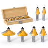 REKCKRUL 6Pcs Chamfer Router Bits Set with Bearing, 1/2 Inch