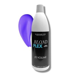 HAIR BAR NYC 20 Volume - Blond Plex Anti-Yellow Porfessional Lightening System for Charcoal Hair Bleach - Violet Developer with Plex, Reduce Brassy, Eliminates Orange Tones 33.8oz/1lt