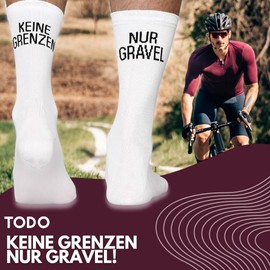 TODO Men's and Women's Cycling Socks Breathable Road Bike Socks Men's Cycling Socks with Motif Also Running Socks, With gravel, 35 - 38
