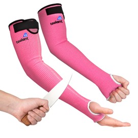 OriStout Cut Resistant Gardening Sleeves with Tumb Hole, Protective Arm Sleeves for Yard Work, Kitchen, Arm Guards for Biting, Pet Grooming, Gardening Gifts for Women, Pink, 1 Pair
