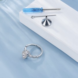 Teardrop Cremation Ring for Ashes 925 Sterling Silver Urn Keepake Rings Memorial Jewelry for Women (Teardrop(White), 6)