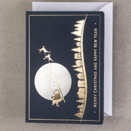 ART NUVO - Exclusive Christmas Cards - Set of 10 Identical Cards, 120 x 170 mm, Gold Plated and Embossed Christmas Motifs - Made from Decorative, Coloured Paper with Inserts and Envelopes
