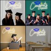 Congrats Grad Neon Sign with Graduation Cap, Warm White Grad