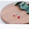 Cute Red Apple Mini Stud Earrings 925 Sterling Silver Fruit