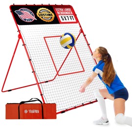 Volleyball Rebounder Net - 7' x 5' Adjustable Bounce Back Volleyball Practice Net Rebounder for Improving Bumping, Spiking, Serving - Portable Travel Training Equipment Designed by a Coach