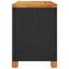 vidaXL Black Poly Rattan Patio Storage Box with Acacia Wood