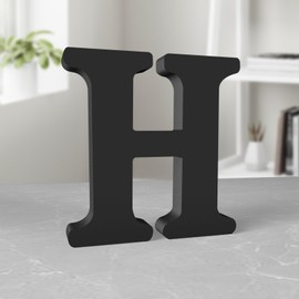 Aruatu 8 Inch Black Wood Letters Unfinished Wood Letter for Wall Decor Decorative Standing Letter Large Letters for Wall Decoration for Craft Home Party Projects (H)