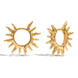 Unurgoonit Gold Sun Stud Earrings for Women Radiant Sunburst Spiral Design, Lightweight Boho Chic Jewelry Golden Sun Gold O
