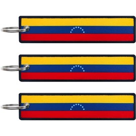 JAVD - Llavero de bandera de Venezuela con llavero, llaves, coches, motocicletas, mochilas, equipaje y regalos, EDC (paquete de 3), Venezuela, medium size