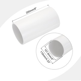 sourcing map PVC Rigid Tube Round Pipe Tubing Hardware Tubing 101.6mm ID 110mm OD 20cm/8" Length White High Impact for Water Pipe, Crafts