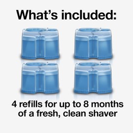 Braun Clean & Renew Refill Cartridges CCR, Replacement Shaver Cleaner Liquid Solution for Clean&Charge System, Pack of 4