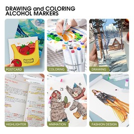 TRANSON Alcohol Markers for Drawing Coloring 48 Colors Dual-tip Chisel and Brush Tips