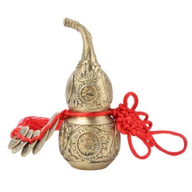 Zerodis Pure Brass Wu Lou Cucurbit Gourd Home Decoration Pure Brass Wu Lou Cucurbit with 5 Coins Chinese Good Luck Hu Lu Gourd Office Bedroom Car Hanging Ornaments