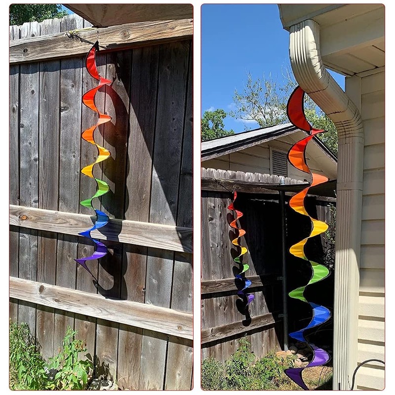 4pcs Rainbow Wind Spinner, 43" Rainbow Curlie Spinner Hanging Rainbow