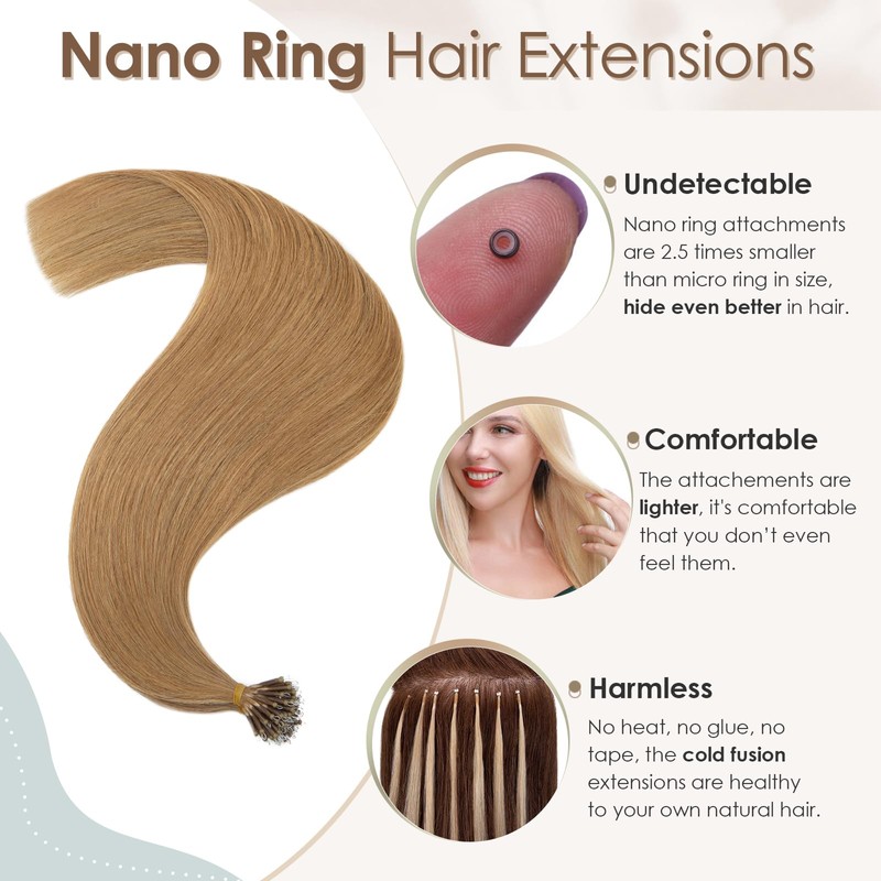 Elailite Nano Ring Hair Extension Real Human Hair With Nano