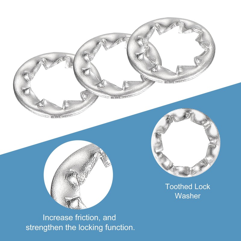 sourcing map M6 50Pcs Internal Tooth Washers, 304 Stainless Steel