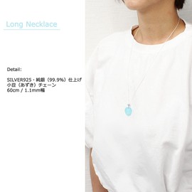 miwaki sv12 Natural Stone Power Stone Heart Necklace, 23.6 inches (60 cm), Long, Women's Simple, 925 Silver, Sterling Silver, Made in Japan