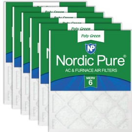 Nordic Pure 14x20x1 (13 1/2 x 19 1/2 x 3/4) Poly Green MERV 6 AC Furnace Air Filters – Reduces Dust, Pollen, Pet Dander & Allergens – 6-Pack