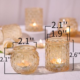 NITIME 36 Pcs Assorted Gold Votive Candle Holders, Tea Light Candle Holder Glass for Wedding Table Decor, Gold Candle Holders for Table Centerpiece, Brithday and Holiday Decorations